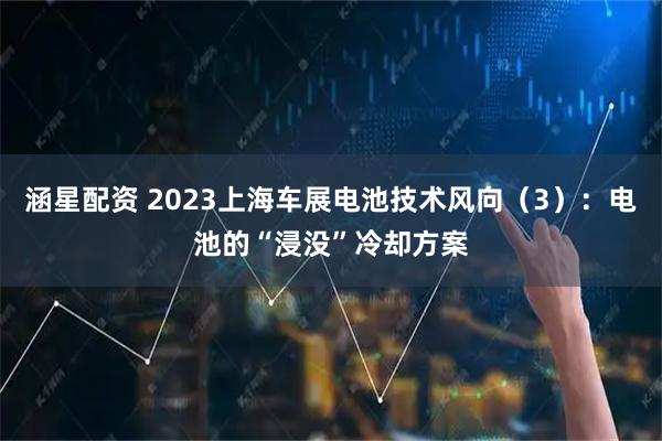 涵星配资 2023上海车展电池技术风向（3）：电池的“浸没”冷却方案